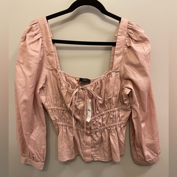 J.CREW CINCHED-WAIST TOP IN HERRINGBONE COTTON - Picture 4 of 7